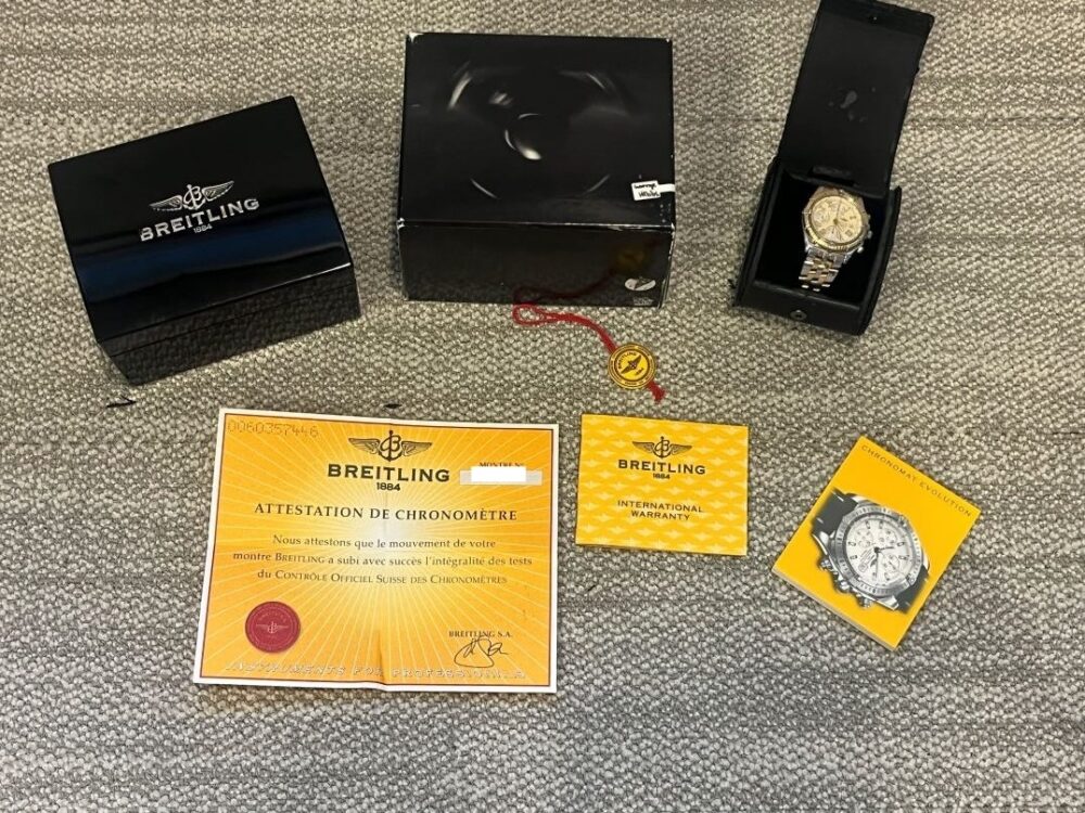 Breitling Crosswind Chronograph 18k Gold / Steel 43mm Automatic Box Papers D13355