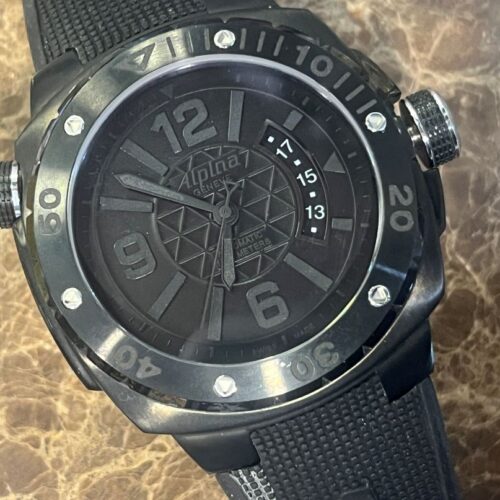 Alpina Black Ocean Extreme Diver 48mm Black Dial Black Case box papers