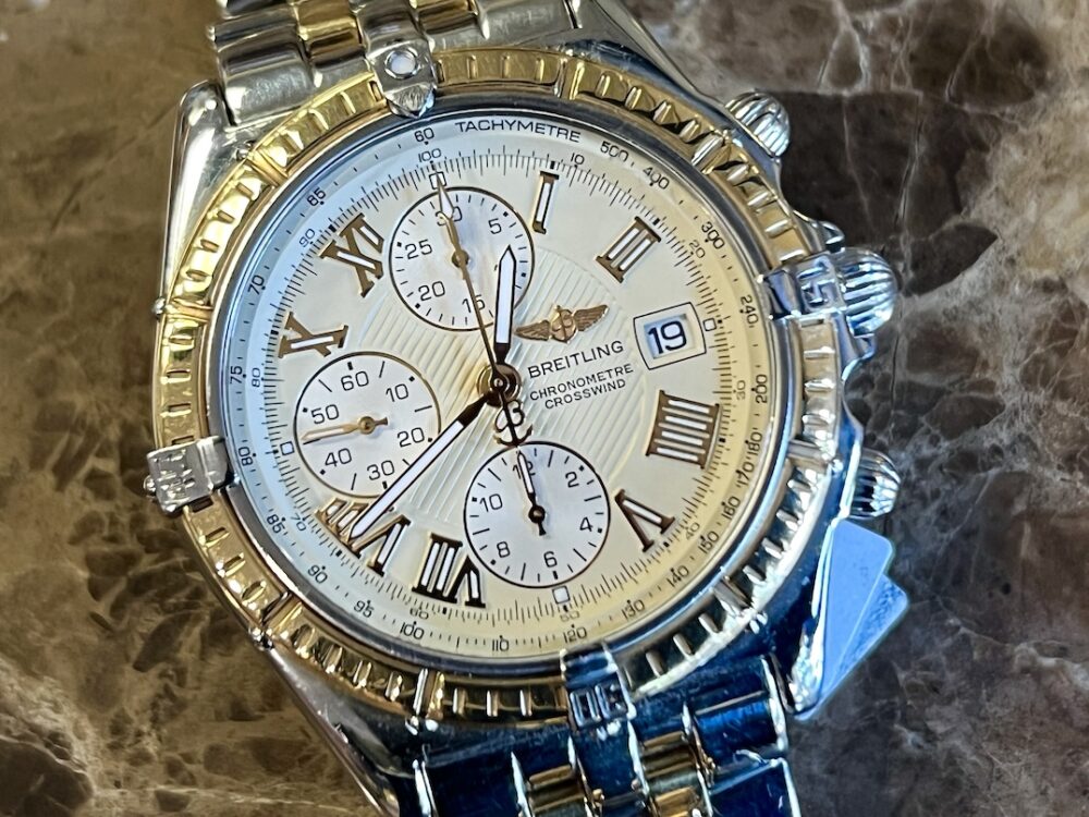 Breitling Crosswind Chronograph 18k Gold / Steel 43mm Automatic Box Papers D13355