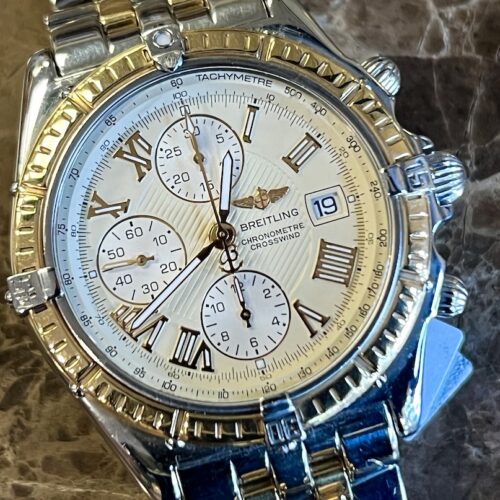 Breitling Crosswind Chronograph 18k Gold / Steel 43mm Automatic Box Papers D13355