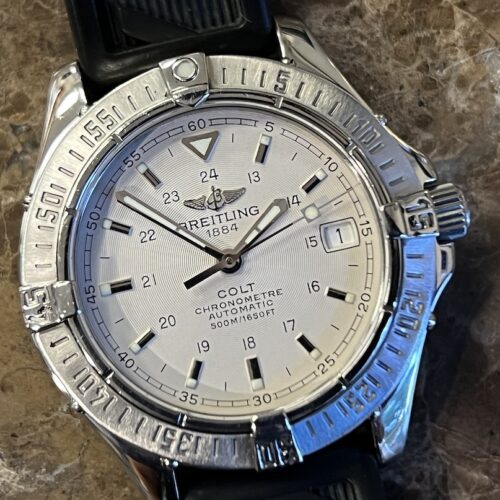 Breitling Colt Automatic 38mm with Silver Concentric Dial on Breitling Rubber Strap A17350