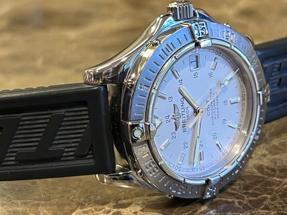 Breitling Colt Automatic 38mm with Silver Concentric Dial on Breitling Rubber Strap A17350