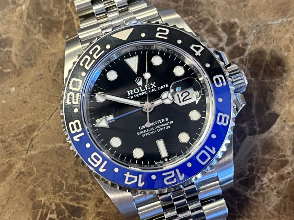 Rolex GMT Master 2 Batgirl 126710BLNR automatic Jubilee black dial blue bezel box papers