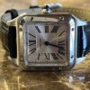 Cartier Santos Dumont WSSA0023 midsize quartz leather white dial papers