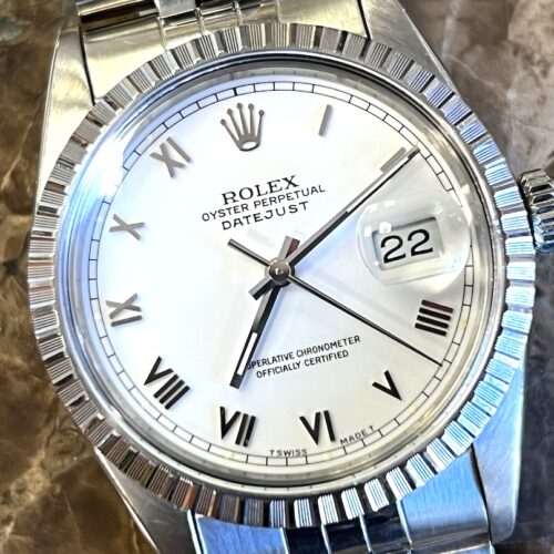 Rolex Oyster Perpetual Datejust 36 Automatic with White Roman Dial Black Hands Jubliee Bracelet model 16030