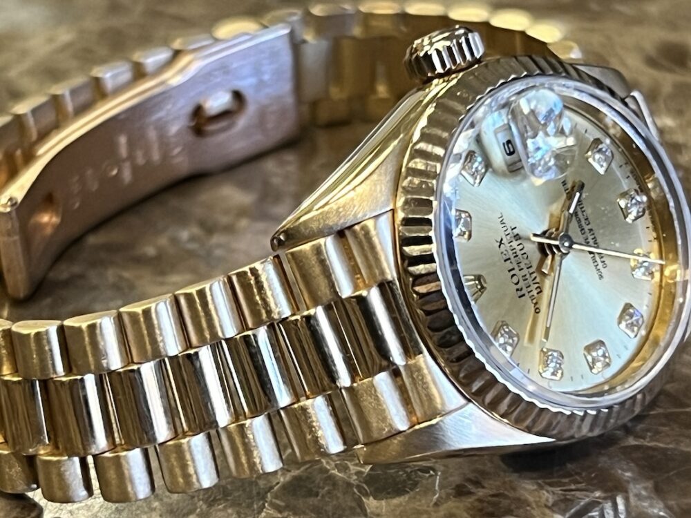 Rolex Lady President Datejust 18k Yellow Gold Factory Diamond Dial model 69178 Box Papers