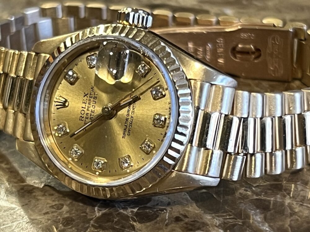 Rolex Lady President Datejust 18k Yellow Gold Factory Diamond Dial model 69178 Box Papers