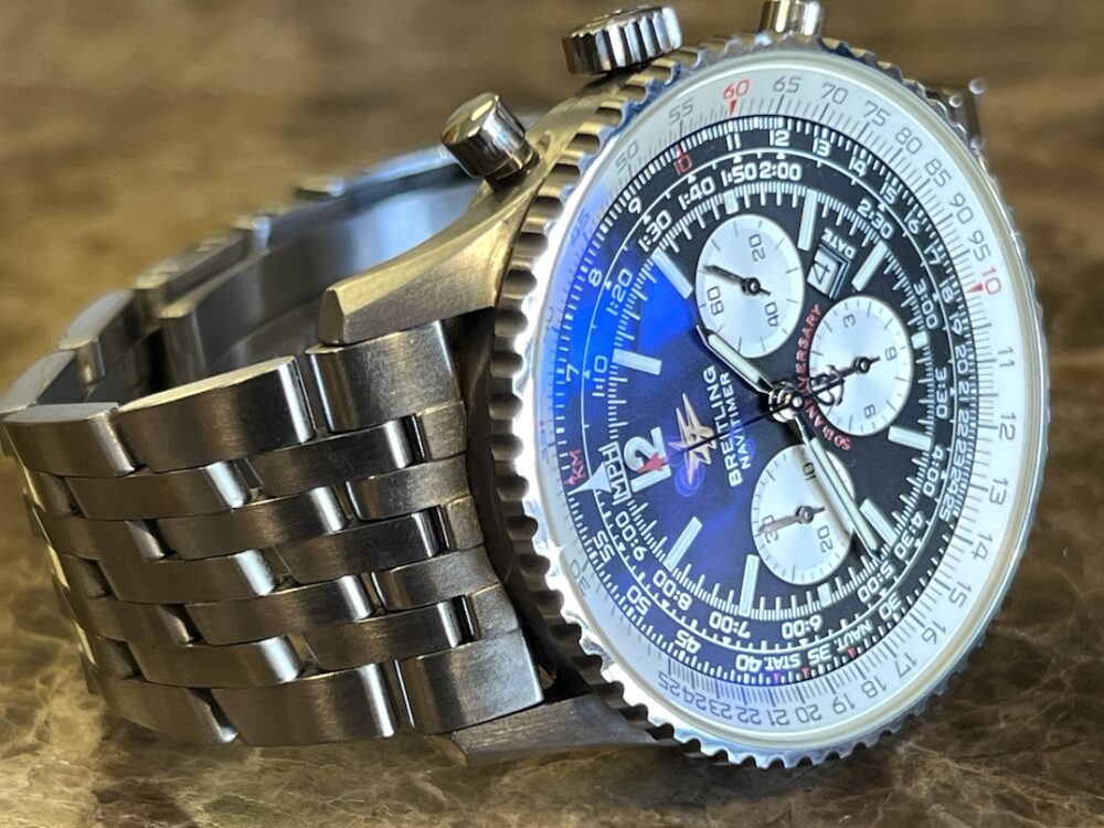 Breitling Navitimer 50th Anniversary 41.8mm Automatic on Bracelet Black / White Dial model A41322 Box Papers