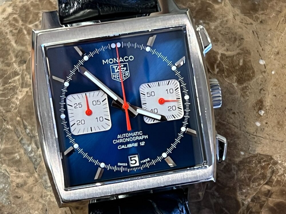 TAG Heuer Monaco Chronograph Automatic 39mm Blue Dial Calibre 12 Steve McQueen Square CAW2111 Box Papers Card