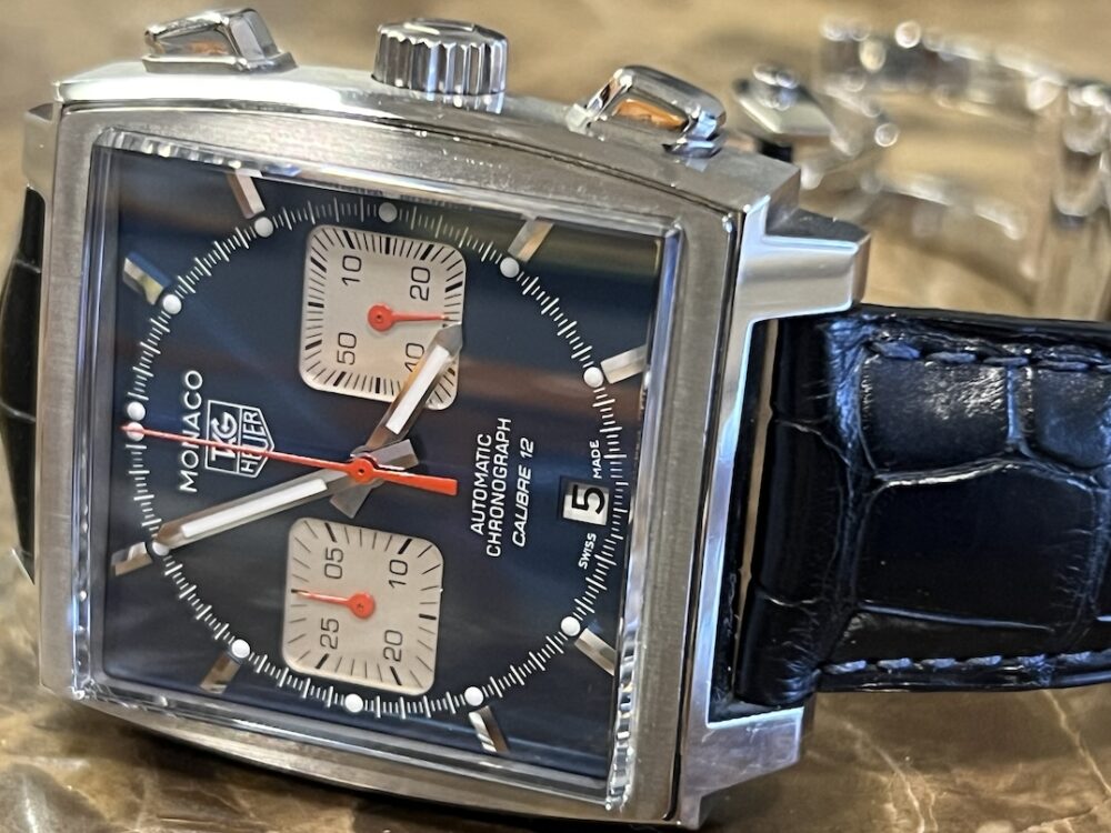 TAG Heuer Monaco Chronograph Automatic 39mm Blue Dial Calibre 12 Steve McQueen Square CAW2111 Box Papers Card