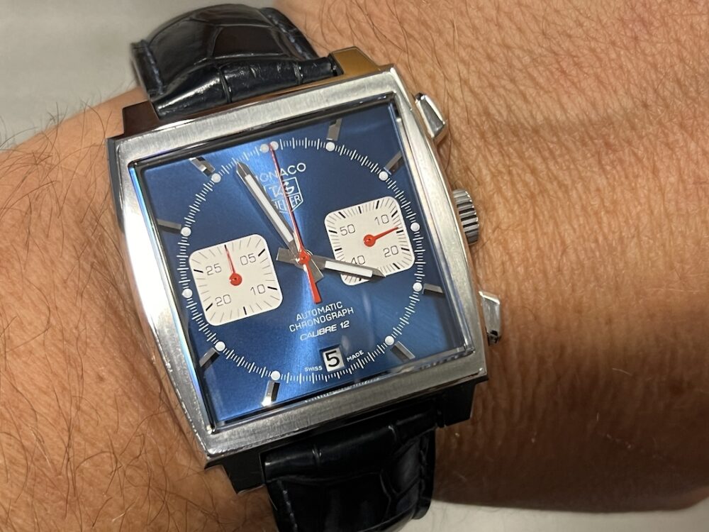 TAG Heuer Monaco Chronograph Automatic 39mm Blue Dial Calibre 12 Steve McQueen Square CAW2111 Box Papers Card