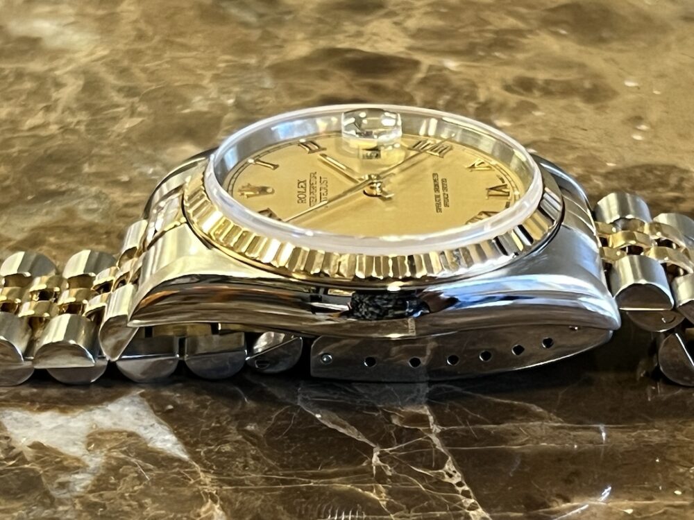 Rolex Datejust 36mm 18k Yellow Gold / Steel with Gold Champagne Dial Jubilee Bracelet model 16233 with Rolex Box Papers