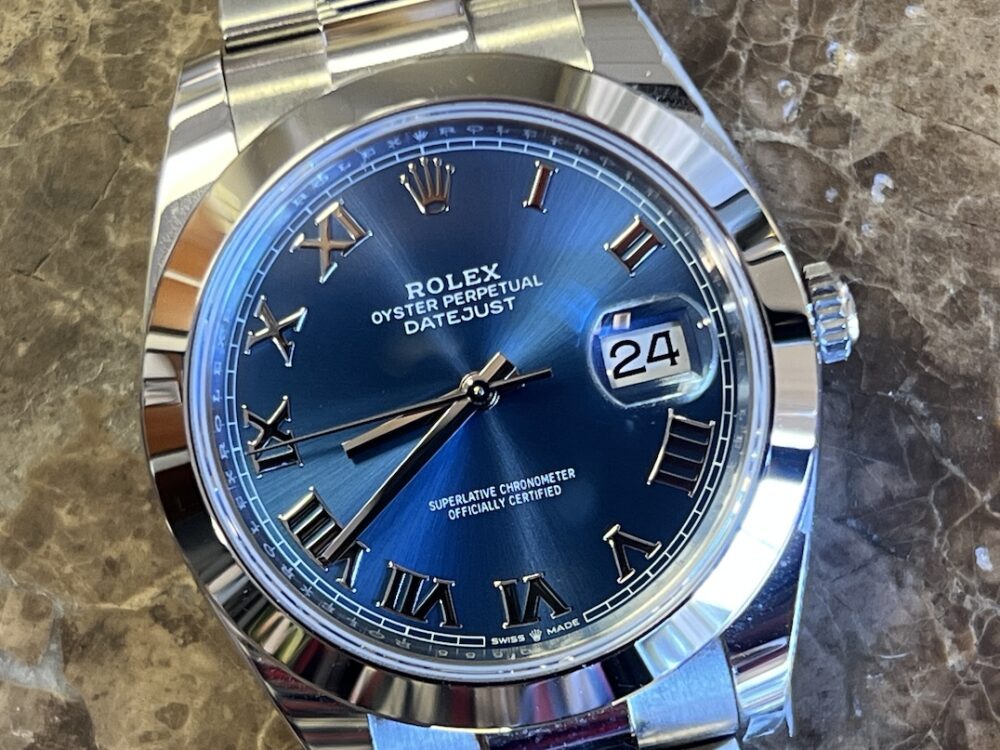 Rolex Datejust 41 Automatic with Blue Roman Dial Oyster Bracelet model 126300 with Box Papers Card 2024