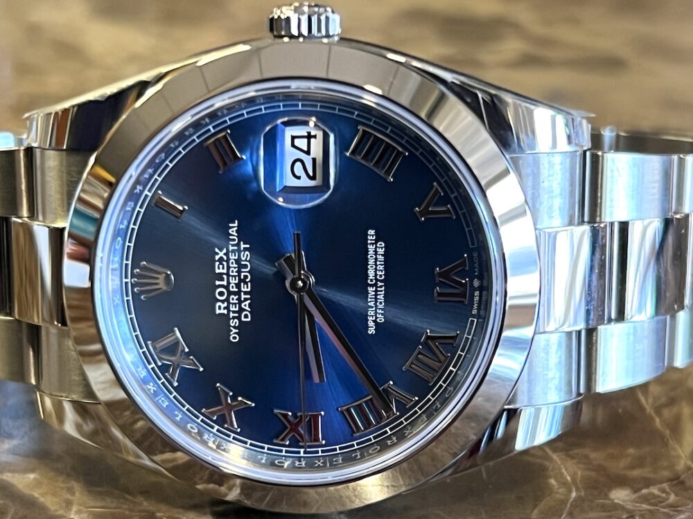 Rolex Datejust 41 Automatic with Blue Roman Dial Oyster Bracelet model 126300 with Box Papers Card 2024