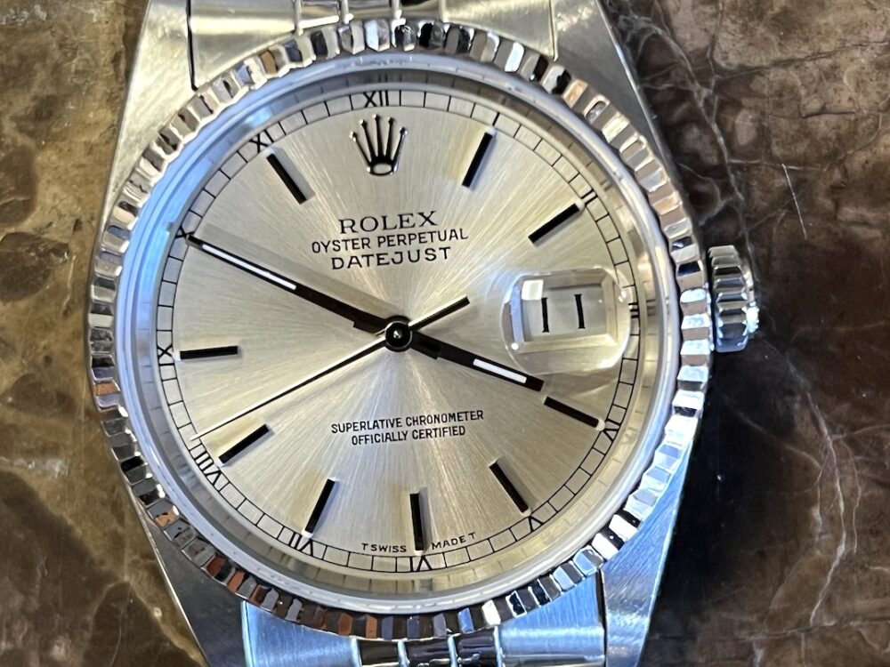 Rolex Datejust 36mm Stainless Steel Silver Dial 18k White Gold Fluted Bezel Jubilee Bracelet Automatic 16234