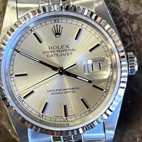 Rolex Datejust 36mm Stainless Steel Silver Dial 18k White Gold Fluted Bezel Jubilee Bracelet Automatic 16234