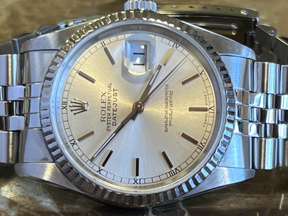 Rolex Datejust 36mm Stainless Steel Silver Dial 18k White Gold Fluted Bezel Jubilee Bracelet Automatic 16234