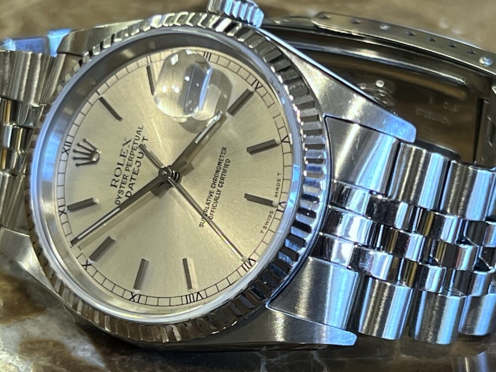 Rolex Datejust 36mm Stainless Steel Silver Dial 18k White Gold Fluted Bezel Jubilee Bracelet Automatic 16234