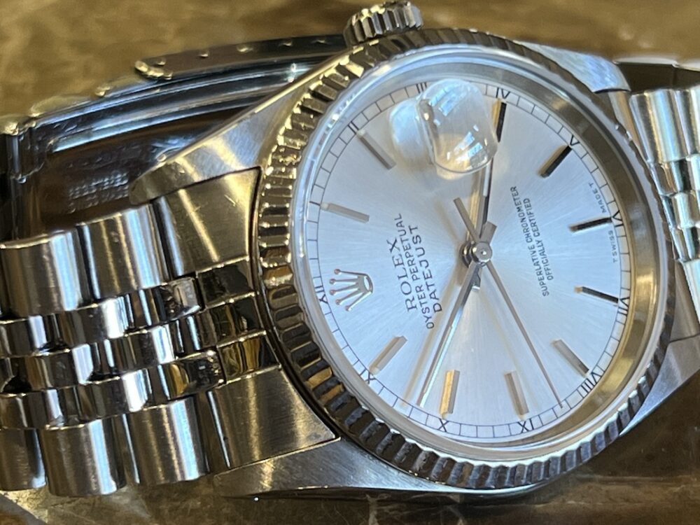 Rolex Datejust 36mm Stainless Steel Silver Dial 18k White Gold Fluted Bezel Jubilee Bracelet Automatic 16234