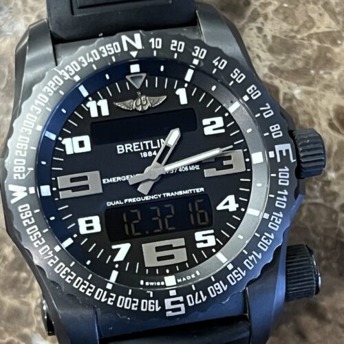 Breitling Emergency II Titanium Black PVD 51mm Super Quartz Black Dial V76325 serviced by Breitling V76325U1-BC46