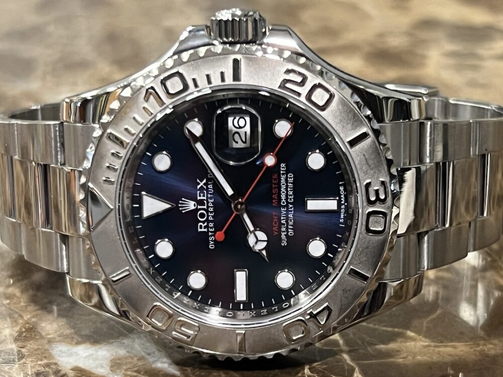 Rolex Yachtmaster Steel & Platinum 40mm Automatic with Blue Dial 116622 with Box and Papers