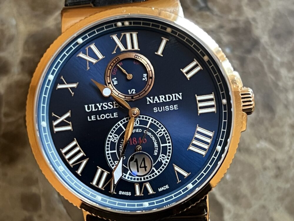 Ulysse Nardin Maxi Marine Chronometer 18k Rose Gold 43mm Automatic Blue Dial 266-67 / 42 with Box