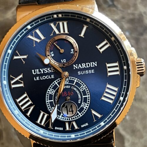 Ulysse Nardin Maxi Marine Chronometer 18k Rose Gold 43mm Automatic Blue Dial 266-67 / 42 with Box