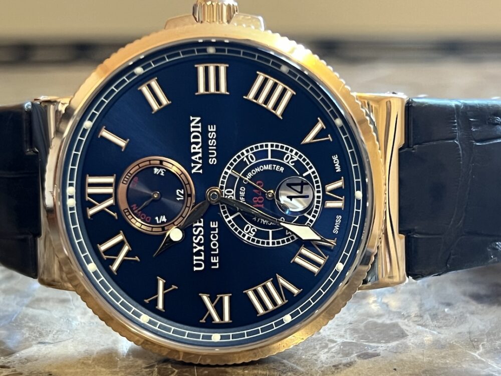 Ulysse Nardin Maxi Marine Chronometer 18k Rose Gold 43mm Automatic Blue Dial 266-67 / 42 with Box