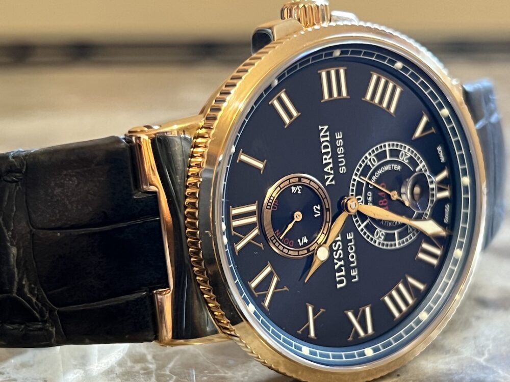 Ulysse Nardin Maxi Marine Chronometer 18k Rose Gold 43mm Automatic Blue Dial 266-67 / 42 with Box