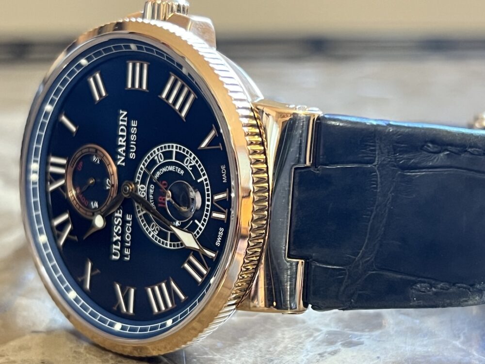 Ulysse Nardin Maxi Marine Chronometer 18k Rose Gold 43mm Automatic Blue Dial 266-67 / 42 with Box