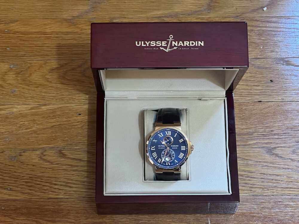 Ulysse Nardin Maxi Marine Chronometer 18k Rose Gold 43mm Automatic Blue Dial 266-67 / 42 with Box