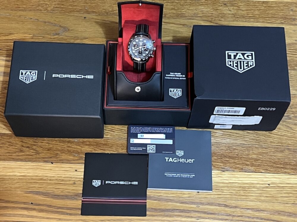 TAG Heuer Carrera Porsche Chronograph x Porsche 44mm Automatic Calibre 02 Special Edition Box Papers Card CBN2A1F.FC6492