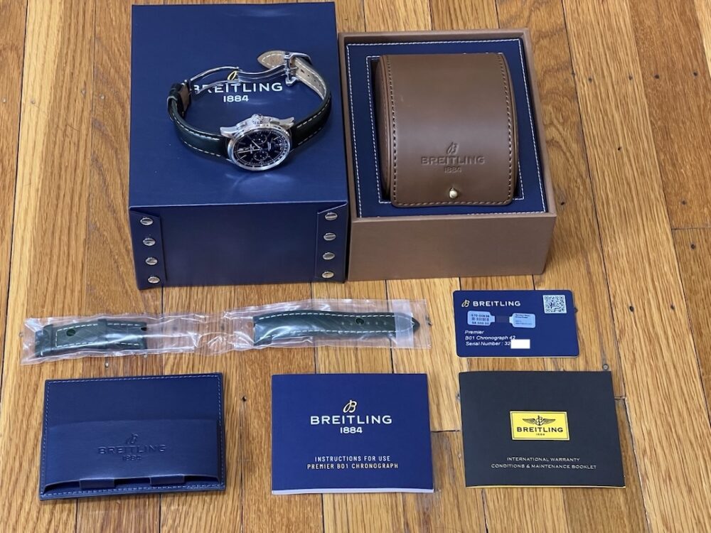 Breitling Premier B01 Bentley Chronograph 42mm Automatic Chronometer Green Dial Box Papers Card AB0118A11L1X1