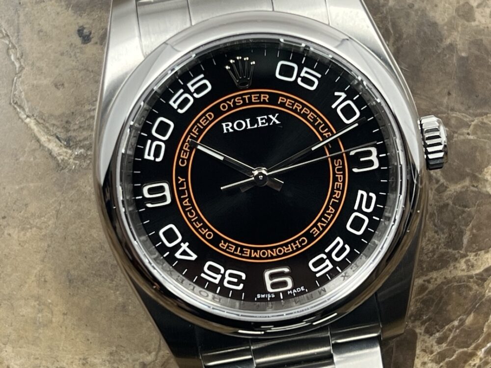 Rolex Oyster Perpetual 36 Automatic Black with Orange Accents model 116000 Harley Davidson