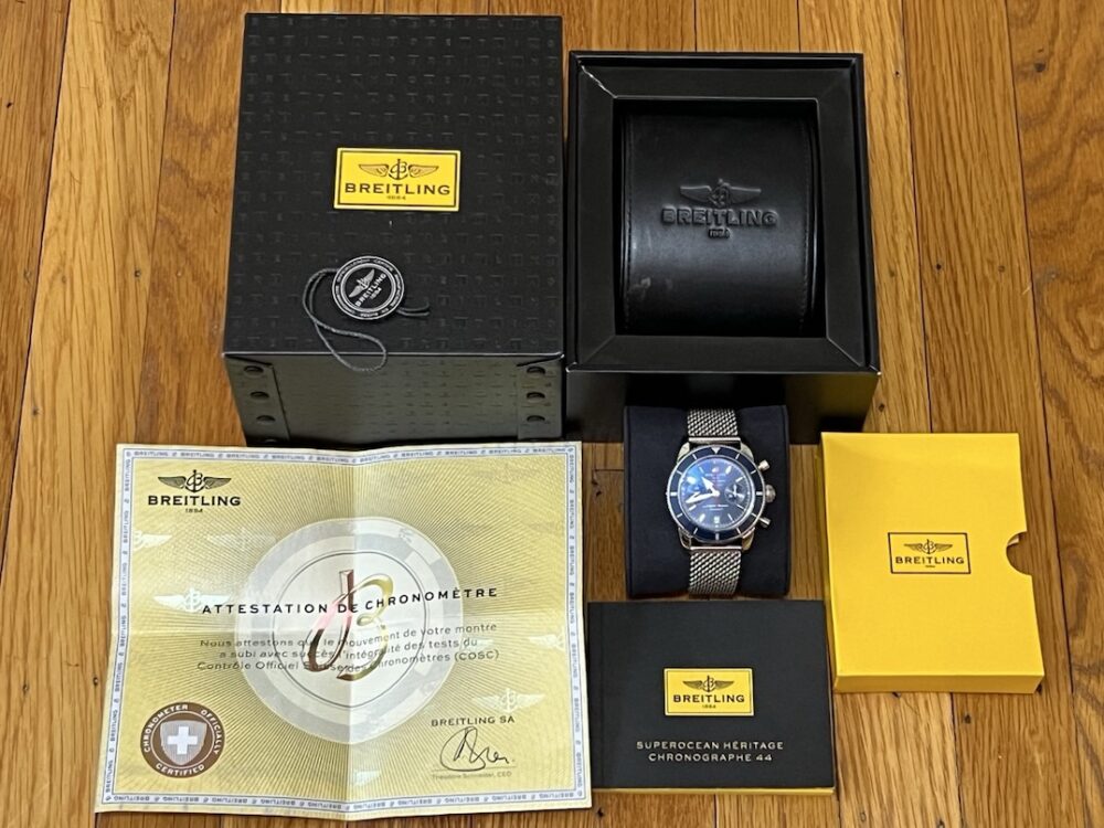 Breitling SuperOcean Heritage Chronograph 44 Blue Dial Box Booklets Model A23370