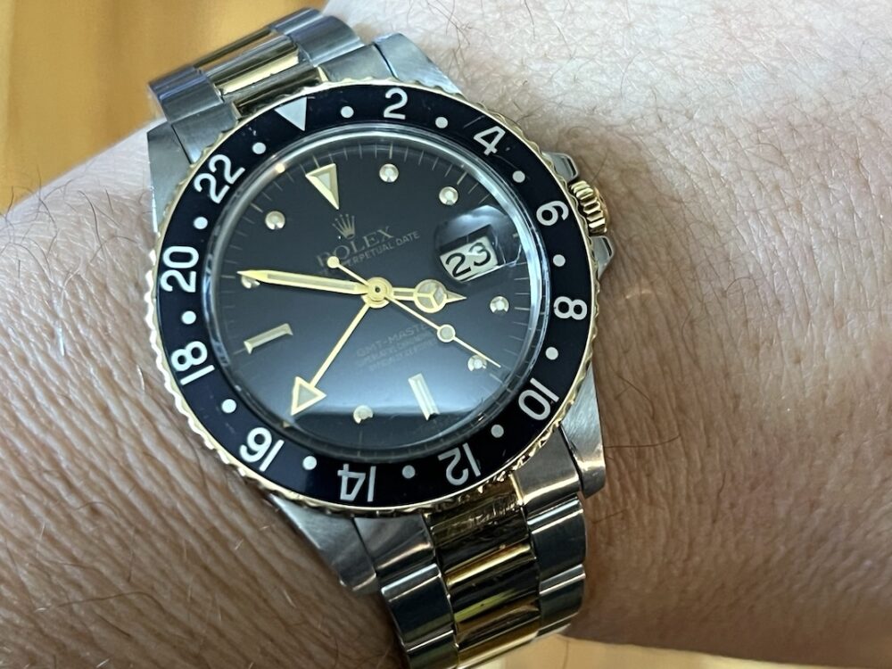 Rolex GMT Master 18k Gold / Steel with Black Nipple Dial and Oyster Bracelet 16753 Vintage