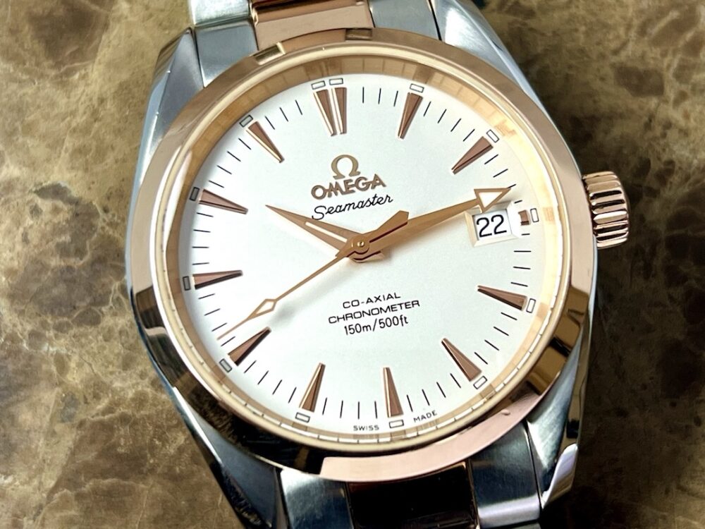 Omega Seamaster 150M Steel / Red Gold 36.2mm White Dial on Bracelet with Box and Papers 2304.30.00