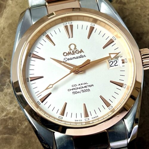 Omega Seamaster 150M Steel / Red Gold 36.2mm White Dial on Bracelet with Box and Papers 2304.30.00