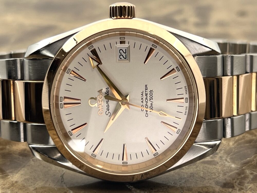 Omega Seamaster 150M Steel / Red Gold 36.2mm White Dial on Bracelet with Box and Papers 2304.30.00