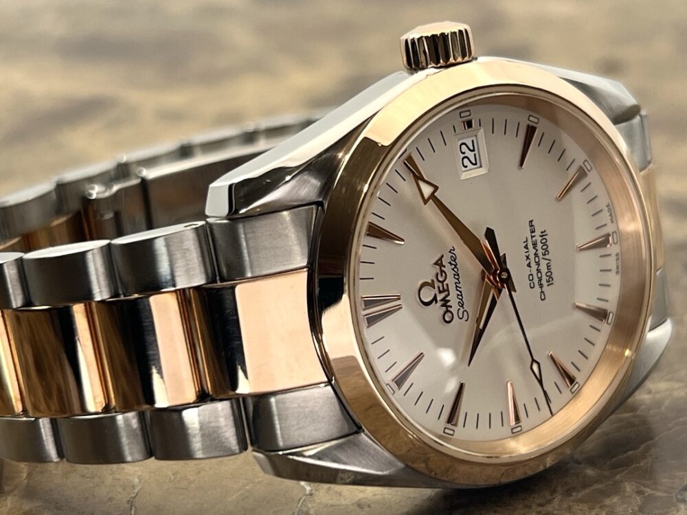 Omega Seamaster 150M Steel / Red Gold 36.2mm White Dial on Bracelet with Box and Papers 2304.30.00