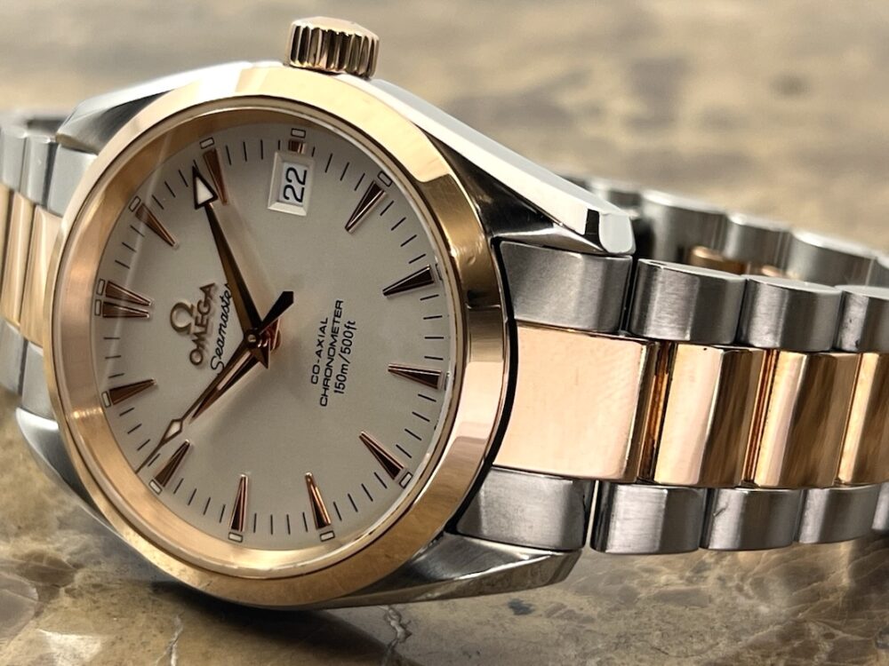 Omega Seamaster 150M Steel / Red Gold 36.2mm White Dial on Bracelet with Box and Papers 2304.30.00