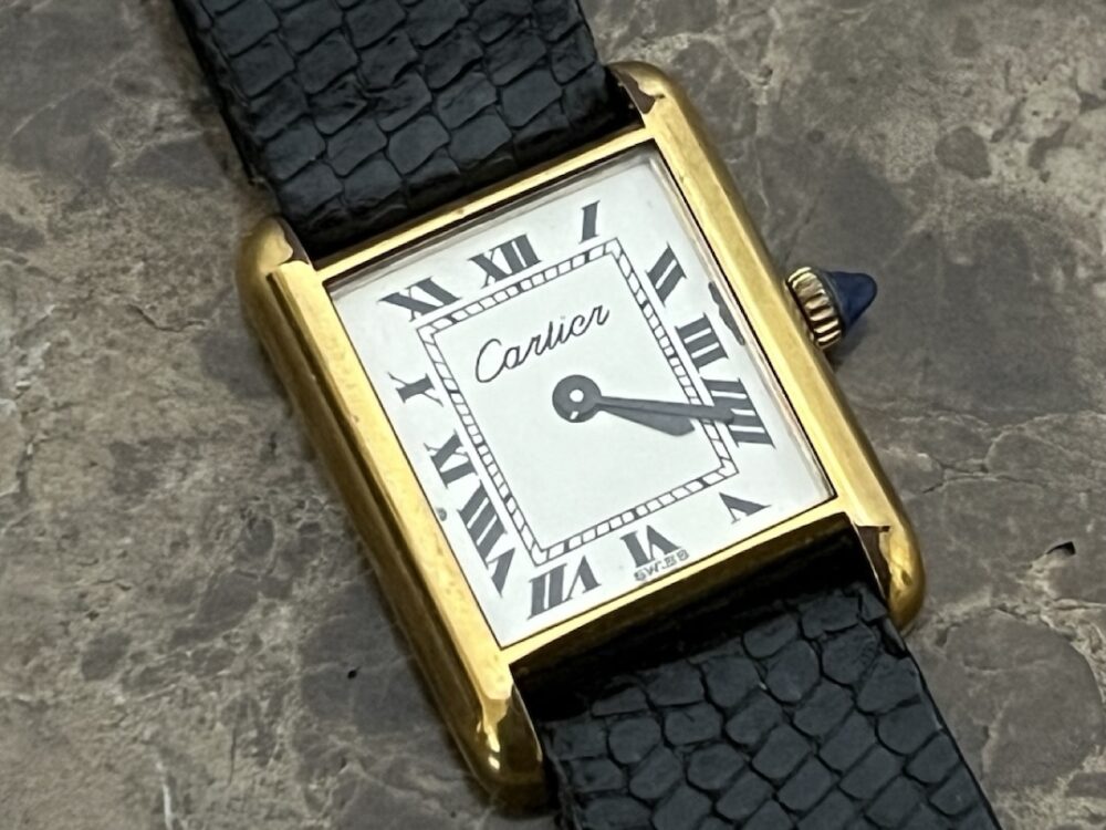 CARTIER Tank 18k Gold Electroplated Vintage Lady's Mechanical Wind