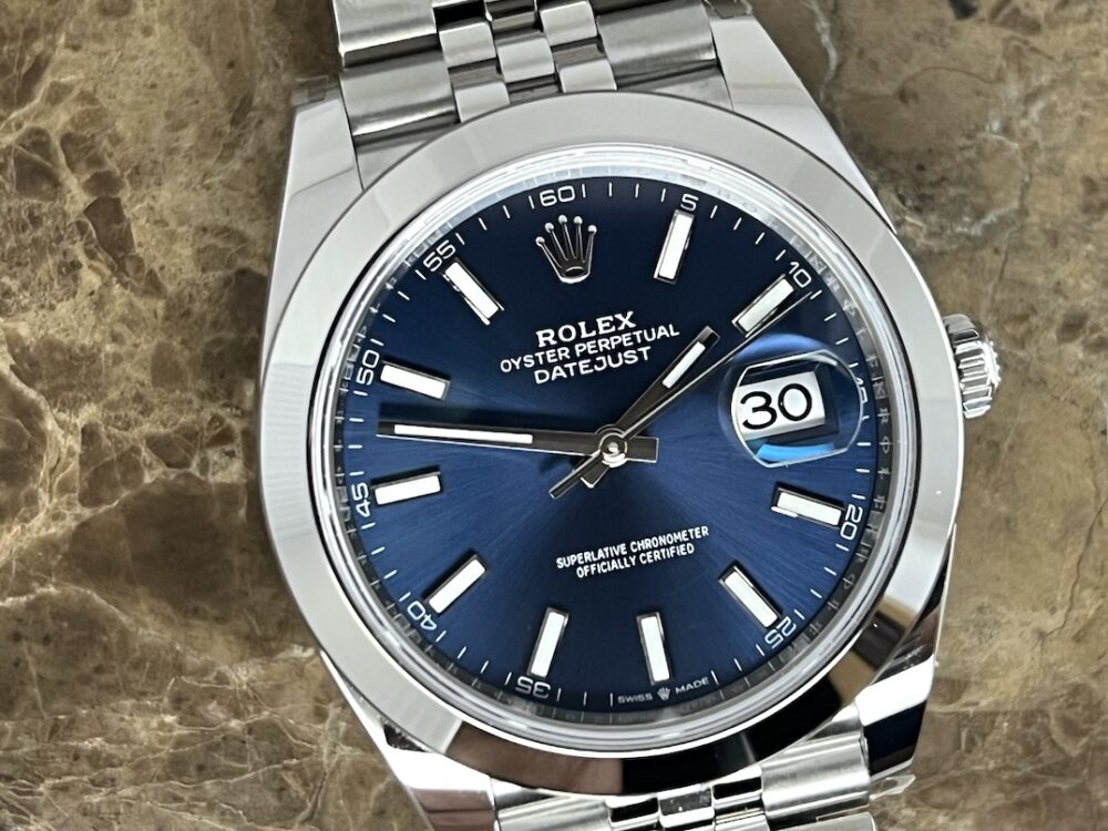 Rolex Datejust 41 Blue Dial OysterSteel Bezel Jubilee Bracelet with Box Papers 126300 Never Worn