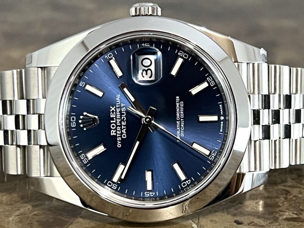 Rolex Datejust 41 Blue Dial OysterSteel Bezel Jubilee Bracelet with Box Papers 126300 Never Worn