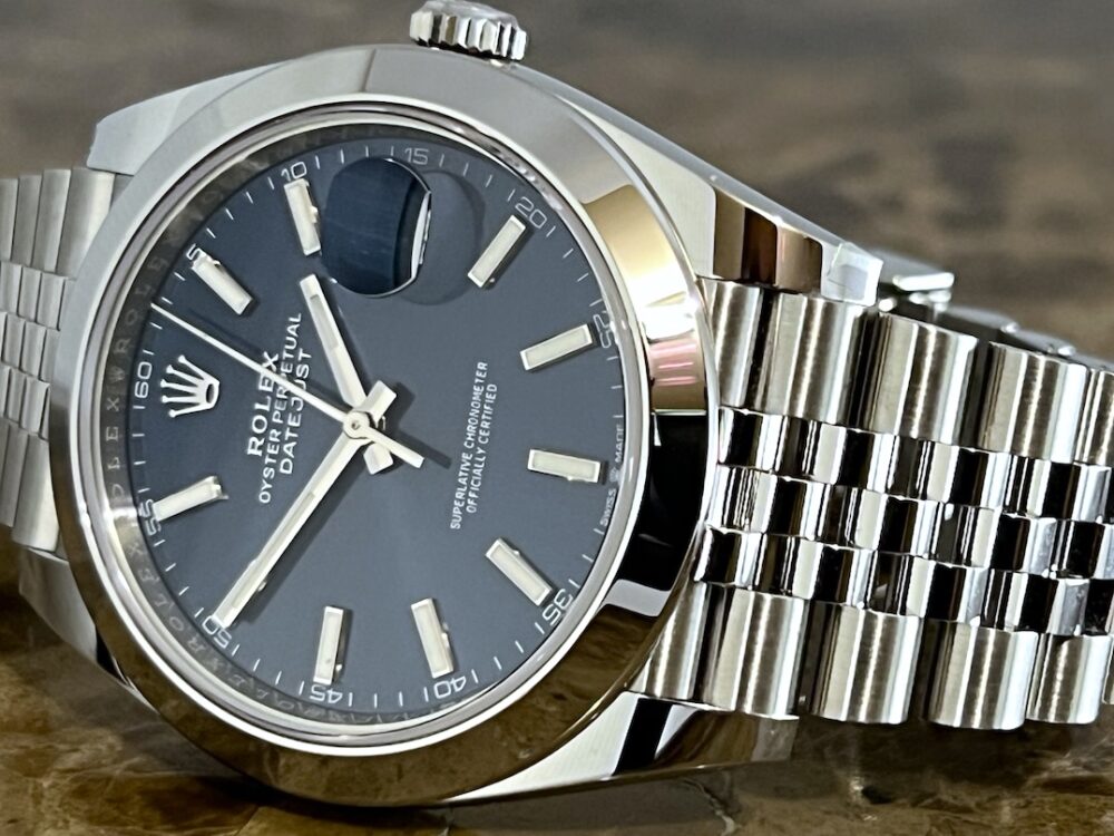 Rolex Datejust 41 Blue Dial OysterSteel Bezel Jubilee Bracelet with Box Papers 126300 Never Worn