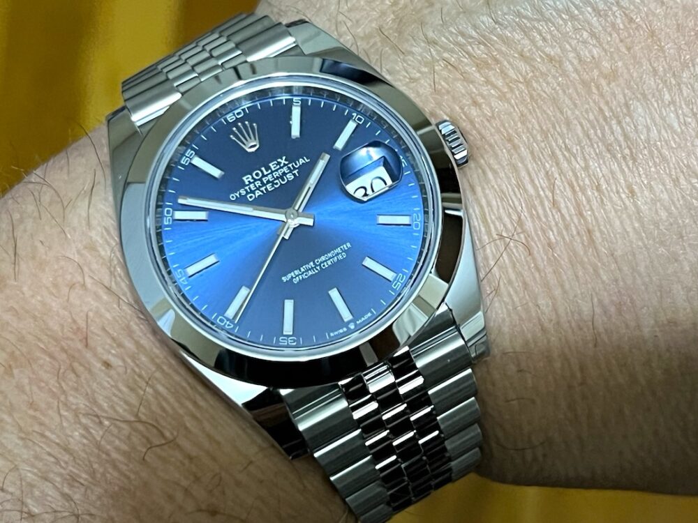 Rolex Datejust 41 Blue Dial OysterSteel Bezel Jubilee Bracelet with Box Papers 126300 Never Worn