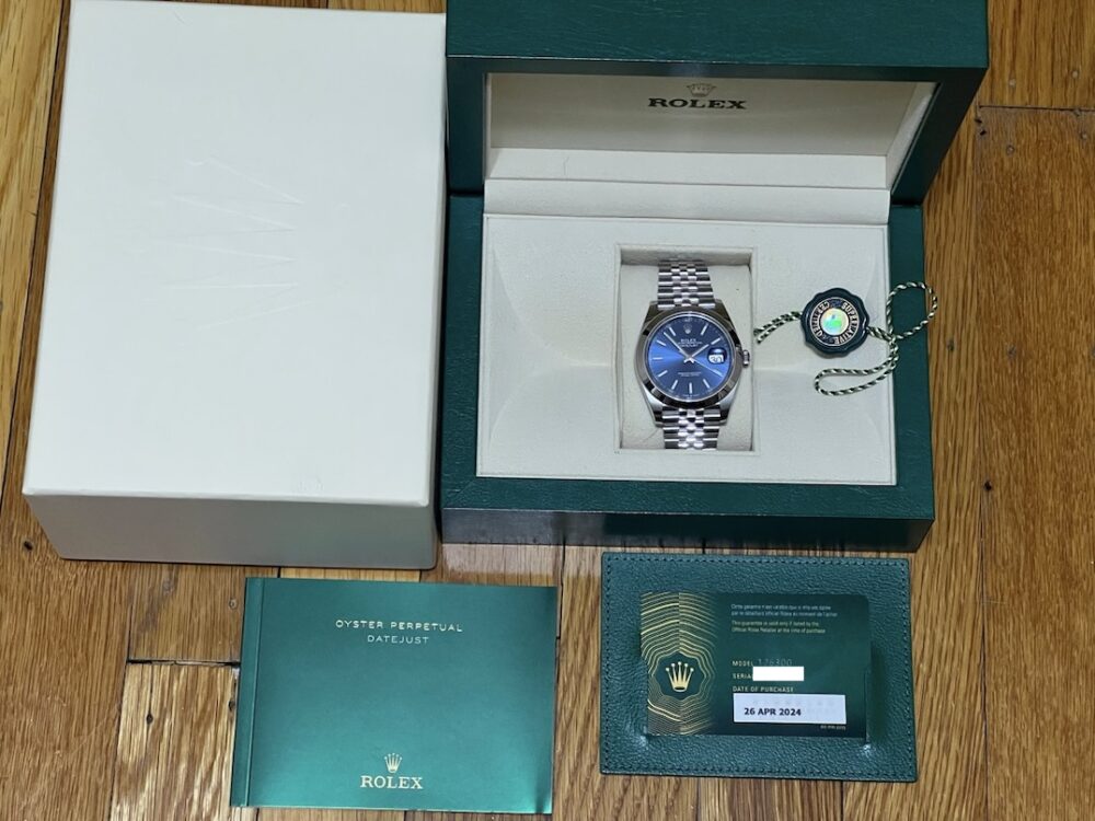 Rolex Datejust 41 Blue Dial OysterSteel Bezel Jubilee Bracelet with Box Papers 126300 Never Worn