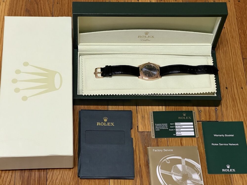 Rolex Cellini Cestello 18k Rose Gold 36mm Manual Wind Slate Arabic Grey Dial Dress Watch Box and Papers 5330