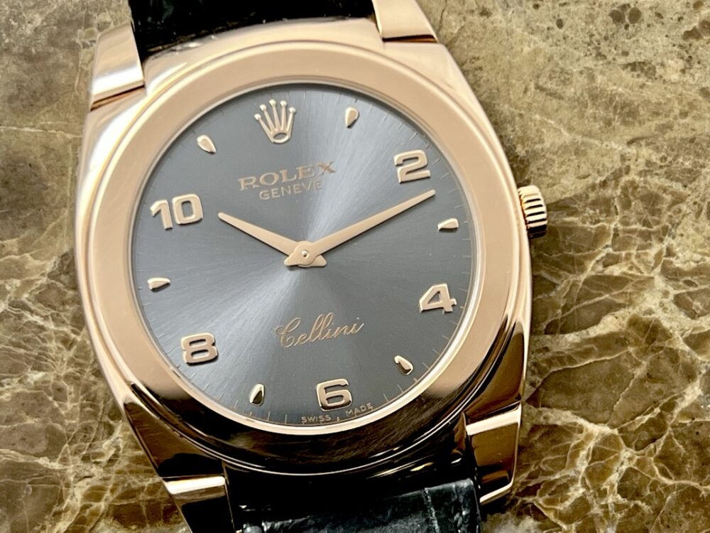 Rolex Cellini Cestello 18k Rose Gold 36mm Manual Wind Slate Arabic Grey Dial Dress Watch Box and Papers 5330