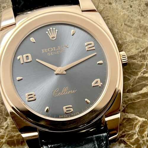 Rolex Cellini Cestello 18k Rose Gold 36mm Manual Wind Slate Arabic Grey Dial Dress Watch Box and Papers 5330